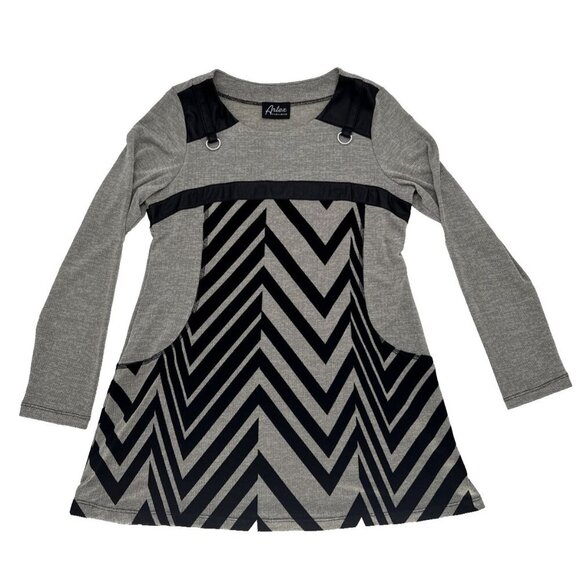Artex Fasions long sleeves tunic small md in Canada Black Grey zig zag - Picture 2 of 10